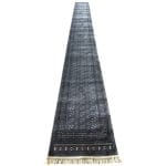 Afghan Bokhara Design Grey Runner Rug - 800 x 80cm