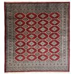 221 x 206cm Hand Knotted Karachi Jaldar Bokhara – Red Rug