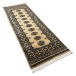 206 x 78cm Hand Knotted Karachi Bokhara – Beige Rug - Image 4