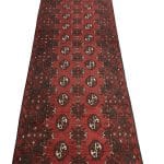 236 x 71cm Hand Knotted Red Afghan Akche Wool Runner Rug - Image 2