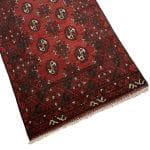 236 x 71cm Hand Knotted Red Afghan Akche Wool Runner Rug - Image 4