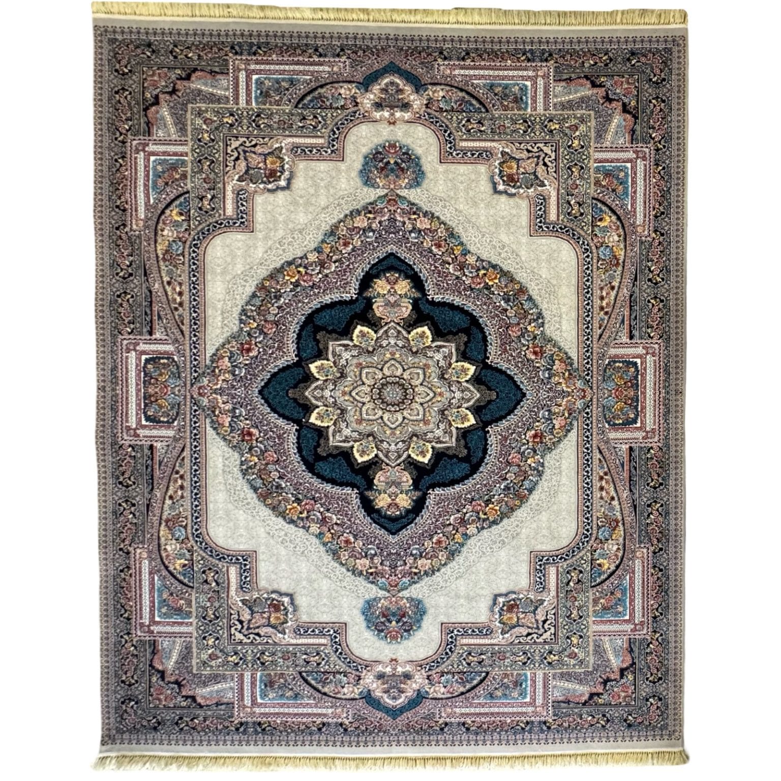 IMG_8883 400 x 300cm Floral Tabriz Persian High Quality – Light Grey Rug - Image 1