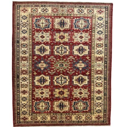 223 x 182cm Hand Knotted Afghan Kazak Wool Rug