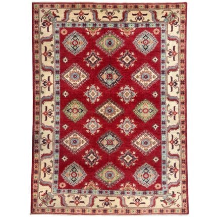 199 x 144cm Hand Knotted Afghan Kazak Wool Rug
