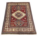 122 x 95cm Hand Knotted Afghan Kazak – Wool Rug - Image 3