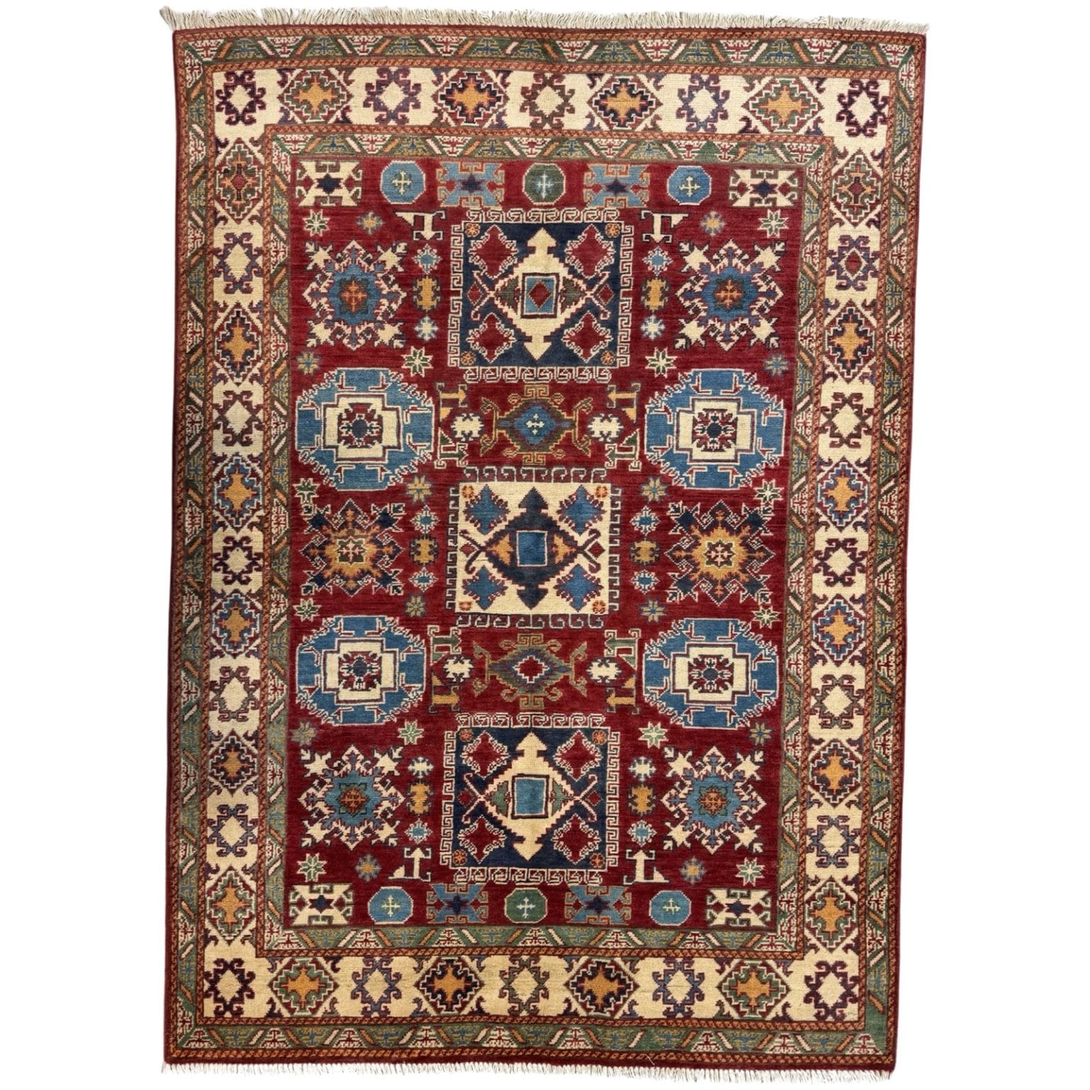 IMG_1974 205 x 146cm Hand Knotted Afghan Kazak – Wool Rug - Image 1