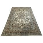 341 x 252cm Hand Knotted Persian Kashan Cream Wool Rug