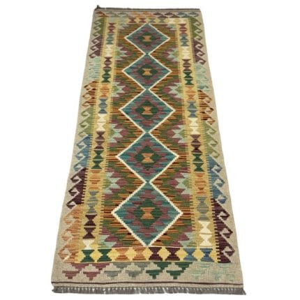 200 x 73cm Hand Woven Afghan Kilim Chobi Runner Rug