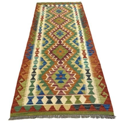 197 x 80cm Hand Woven Afghan Kilim Chobi Runner Rug