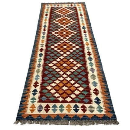 247 x 86cm Hand Woven Afghan Kilim Chobi Runner Rug