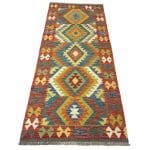 212 x 80cm Hand Woven Afghan Kilim Chobi Runner Rug