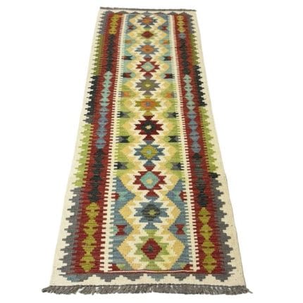 204 x 68cm Hand Woven Afghan Kilim Chobi Runner Rug
