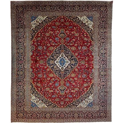 388 x 290cm Thick Pile Hand Knotted Persian Kashan Wool Rug