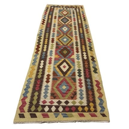 292 x 93cm Hand Woven Vintage Afghan Kilim Chobi Runner Rug