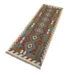 239 x 85cm Hand Woven Afghan Kilim Chobi Runner Rug - Image 3