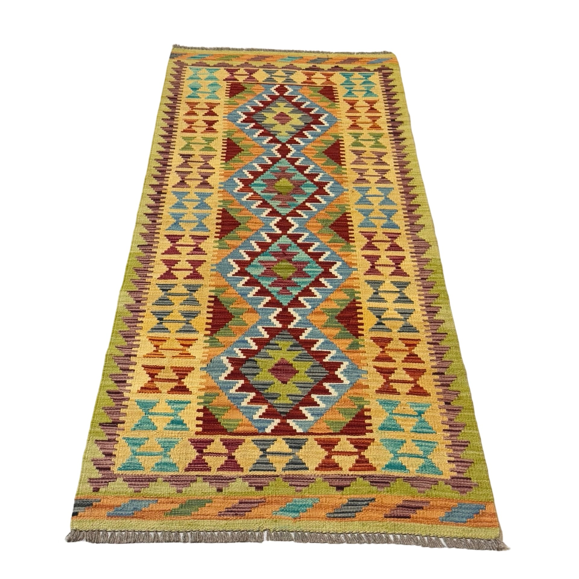 IMG_8936 195 x 86cm Hand Woven Afghan Kilim Chobi Runner Rug - Image 1