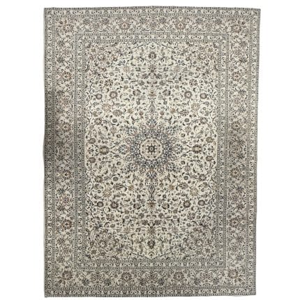 410 x 290 cm Hand Knotted Persian Cream Kashan Wool Rug