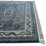 200 x 200cm Persian Tribal Geometric Design Blue Square Rug - Image 5