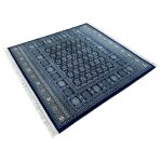 160 x 160cm Navy Bokhara Design Square Rug - Image 4