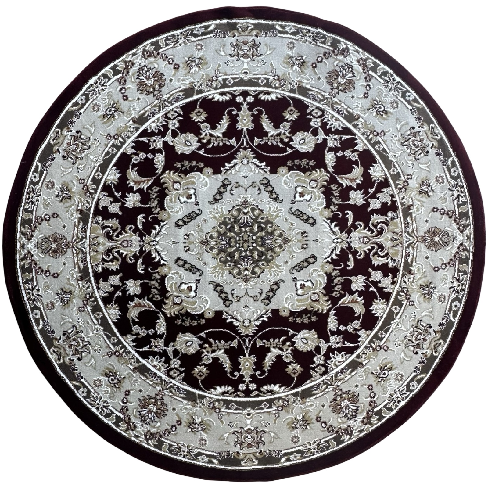 prooooo_37 200 x 200cm Persian Mashad Design Red Round Rug - Image 1