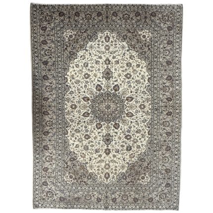 345 x 247cm Hand Knotted Persian Cream Kashan Wool Rug