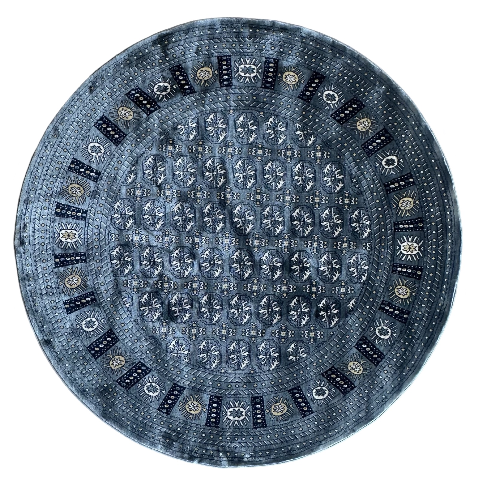prooooo_7 2 200 x 200cm Grey Bokhara Design Round Rug - Image 1