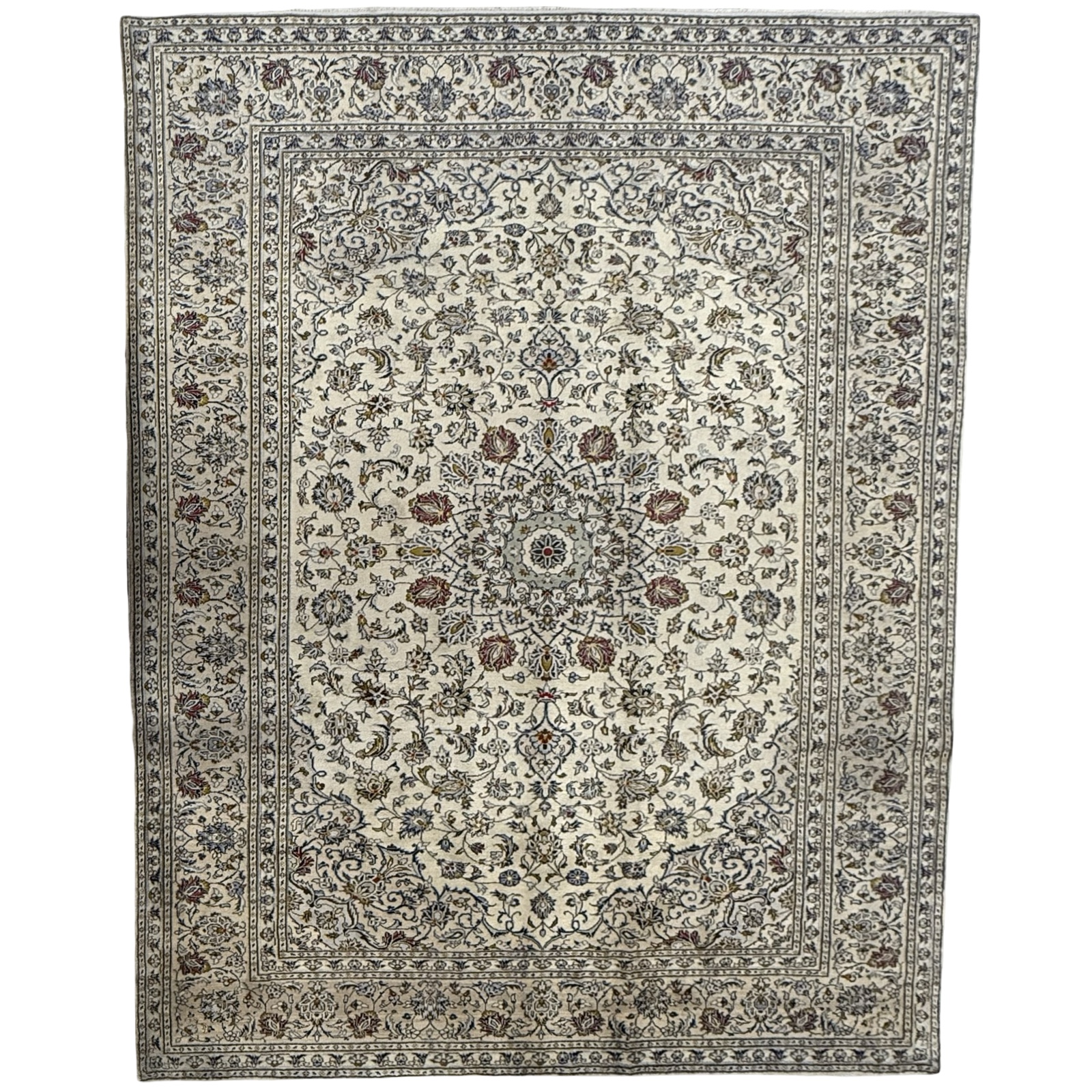 0p19191_1 343 x 243cm Hand Knotted Ivory Kashan Persian Rug - Image 1
