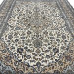 355 x 248cm Hand Knotted Ivory And Beige Kashan Persian Rug - Image 9