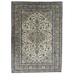 355 x 248cm Hand Knotted Ivory And Beige Kashan Persian Rug