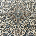 355 x 248cm Hand Knotted Ivory And Beige Kashan Persian Rug - Image 6