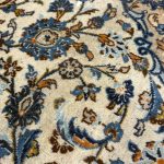 355 x 248cm Hand Knotted Ivory And Beige Kashan Persian Rug - Image 8