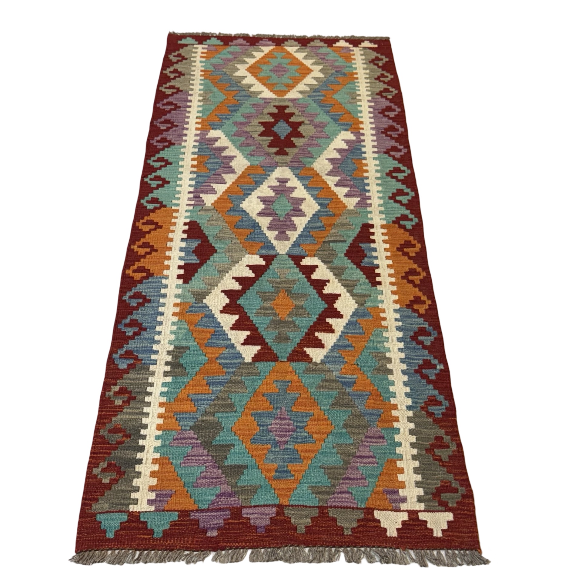 IMG_7910 202 x 82cm Hand Woven Afghan Kilim Chobi Runner Rug - Image 1