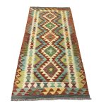 193 x 82cm Hand Woven Afghan Kilim Chobi Runner Rug