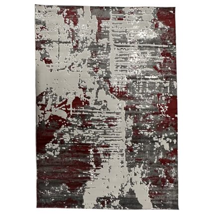 290 x 200cm Turkish Modern Grey Red Machine Made Rug