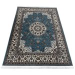 230 x 160cm Premium Persian Nain Medallion Blue Machine Made Rug - Image 2