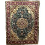 351 x 248cm Rare Antique Green Floral Persian Tabriz Rug