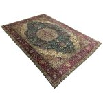 351 x 248cm Rare Antique Green Floral Persian Tabriz Rug - Image 3