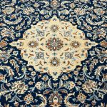 355 x 248cm Hand Knotted Persian Night Blue Mashad Rug - Image 5