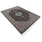 230 x 160cm Premium Persian Mashad Navy Machine Made Rug - Image 4