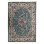 300 x 200cm Premium Persian Mashad Blue Machine Made Rug