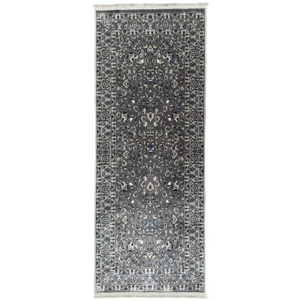 200 x 80cm Turkish Machine Made Floral Grey Runner Rug