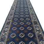 800 x 80cm Bokhara Design Machine Made Blue Runner Rug - Image 3
