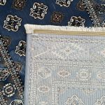 800 x 80cm Bokhara Design Machine Made Blue Runner Rug - Image 7