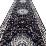 800 x 80cm Classic Persian Kashan – Navy Runner Rug - Image 2