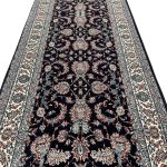 500 x 80cm All Over Floral Persian Kashan Design –Navy Runner Rug - Image 4