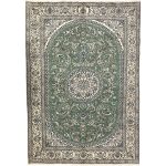 285 x 198cm Hand Knotted Green Persian Nain Silk And Wool Rug