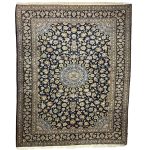 410 x 308cm Hand Knotted Premium Navy Floral Persian Kashan Rug