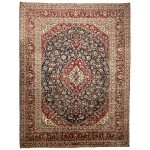 393 x 286cm Hand Knotted Persian Navy Kashan Rug