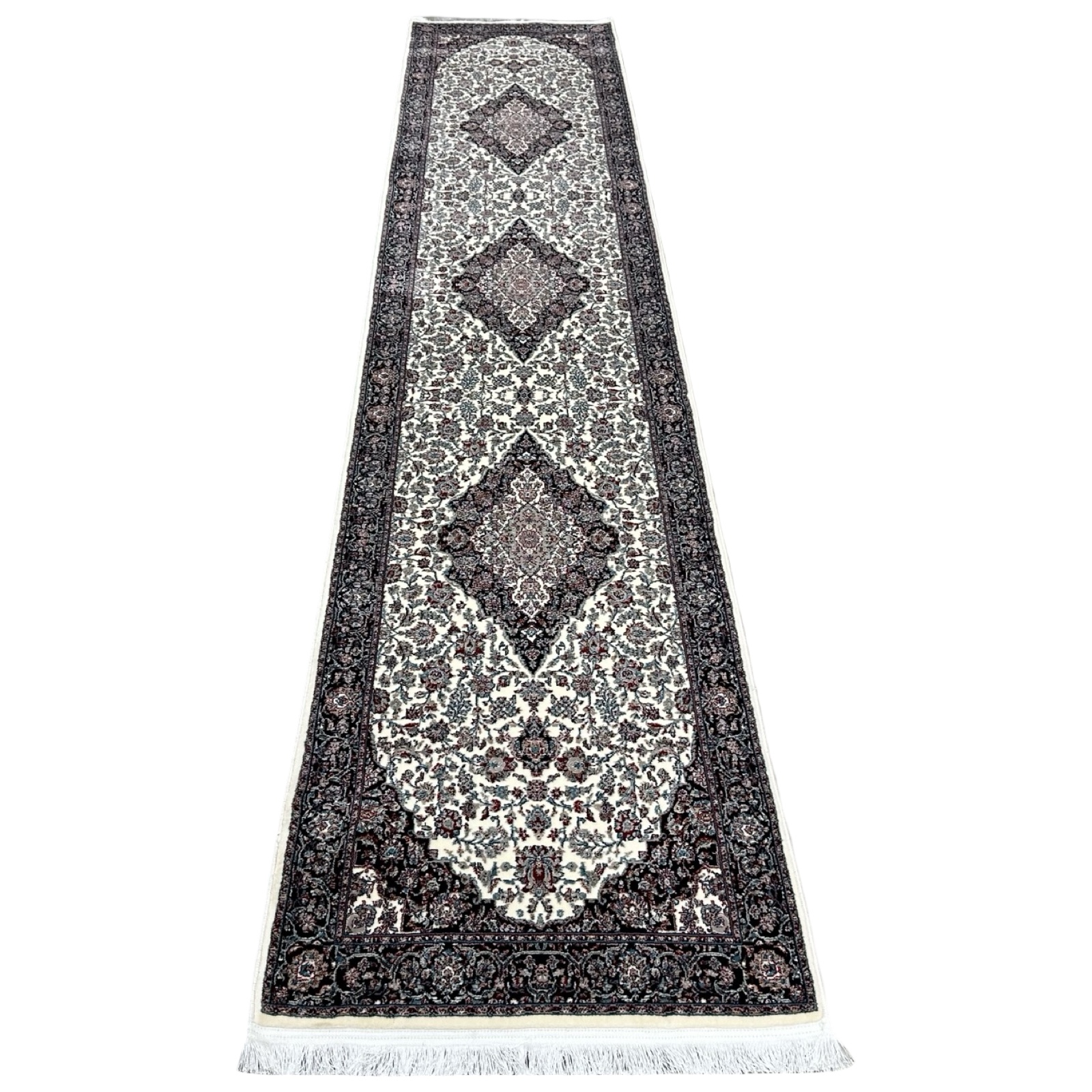 nain sorkh 300983_1 400 x 80cm Persian Kashan Design Fine Quality Runner Rug - Image 1