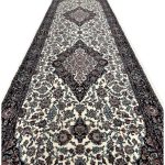 300 x 80cm Fine Persian Kashan Cream Runner Rug - Image 5